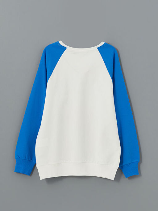 Bisiklet Yaka Bask?l? Erkek ?ocuk Sweatshirt