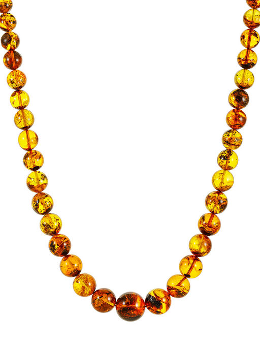 Стильные бусы-шары из натурального балтийского янтаря с красивой текстурой