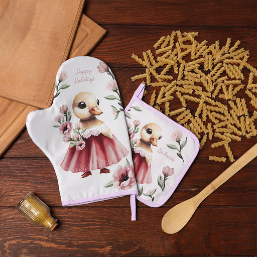 Набор кух. Доляна Уточка: варежка 20х28 см, прихватка 17х17 см, 35% хл, 65% пэ  фото 8