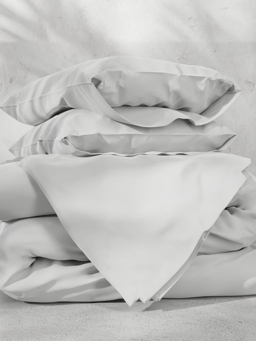 Постельное бельё евро «Этель», тенсель, белое