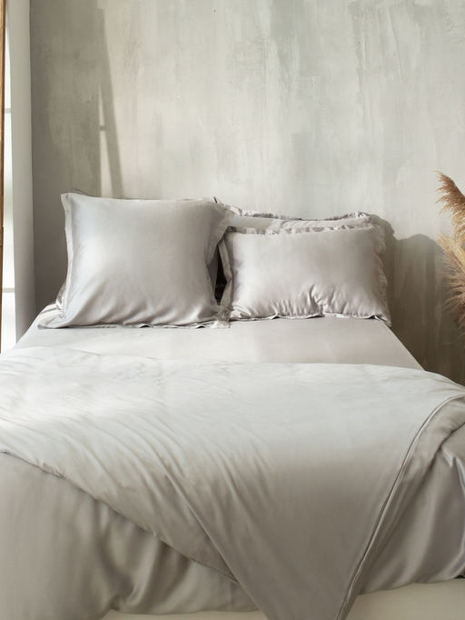 Простыня на резинке 2-спальная SL Home Tencel, 160×200+30 см, тенсель, светло-серая