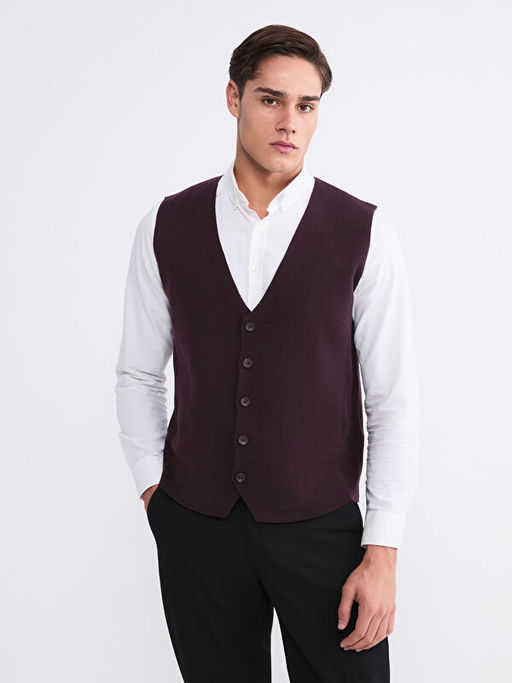 Standart Kal?p V Yaka Erkek Triko Yelek