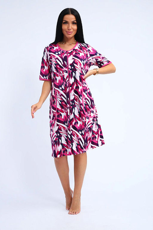 Халат женский на молнии с карманами (01057, синий) - Плиона фото 23