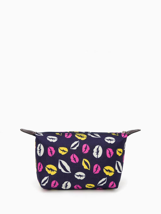Косметичка простая на молнии, средний размер, с принтом, синяя