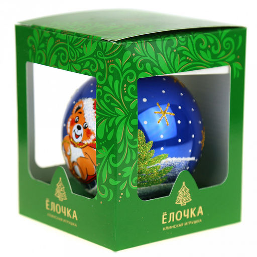 Елочная игрушка шар стеклянная Мишка на санках д8,5см, ручная художественная роспись, цвета микс, подарочная упаковка (Россия) - Домашняя Мода фото 3