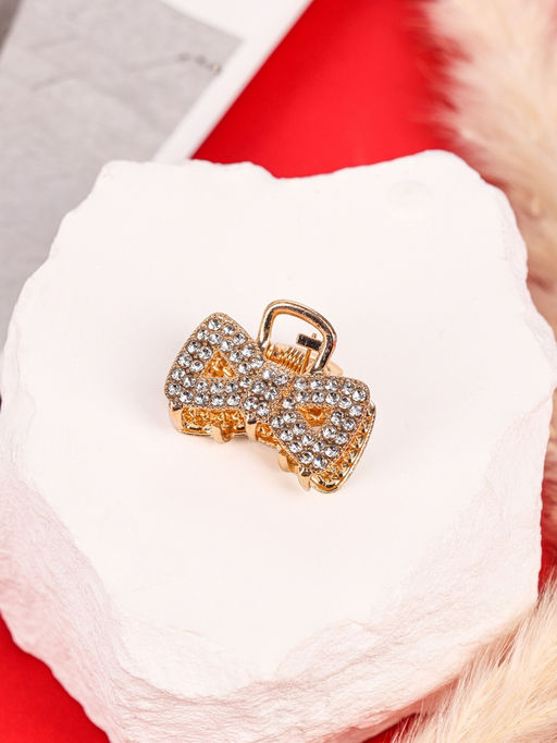 Цена за 6 шт. Крабик для волос «Грейс», бант, 2.5 см, золотистый