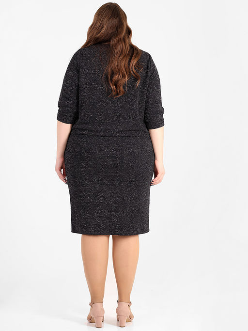 Платье трикотажное офисное теплое - Almond фото 3