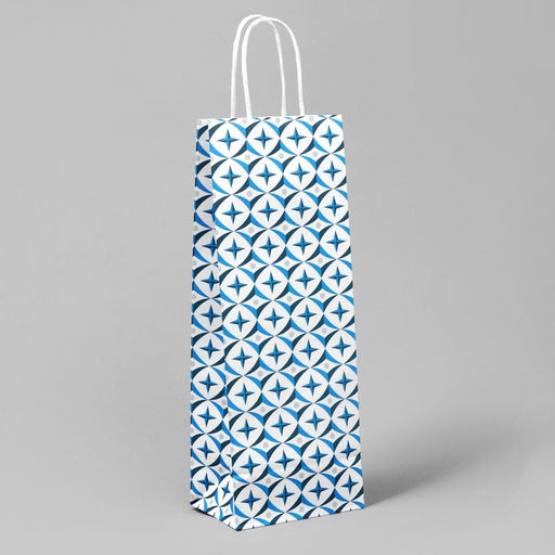 Цена за 20 шт. Пакет под бутылку Геометрия, белый крафт, 13 х 36 х 10 см - Доступные радости фото 3