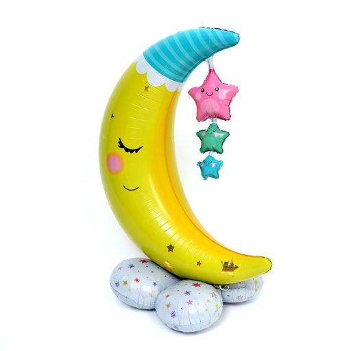 Воздушный шар фольгированный 62" «Месяц. Звёзды», на подставке, под воздух