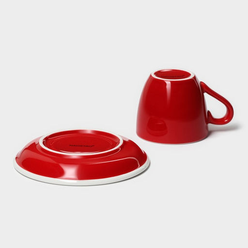 Кофейная пара фарфоровая Magistro Coffee time, 2 предмета: чашка 80 мл, блюдце d=11,5 см, цвет красный  фото 6