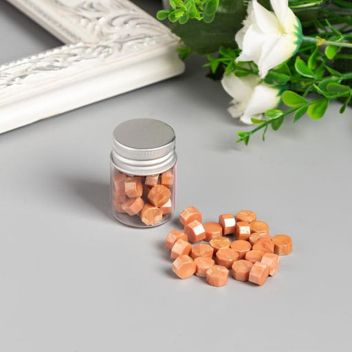 Цена за 2 шт. Сургуч в гранулах в баночке Восьмигранник лососевый 9 гр 4,5х3х3 см - Арт узор фото 3