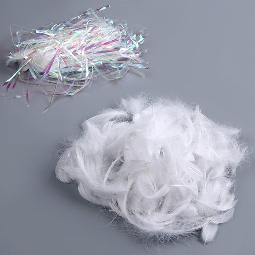Набор для творчества и декора «Перья белые + наполнитель», серебряный