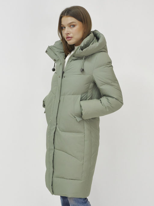 Куртка зимняя с капюшоном удлиненная стеганная зеленого цвета 9650Z - Mtforce фото 14