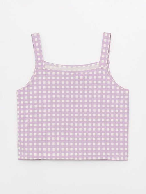 Kare Yaka Desenli K?z ?ocuk Crop Atlet - Waikiki фото 2