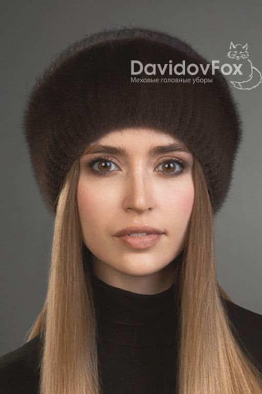 Шапка Оливия норка трикотаж кофе градэ