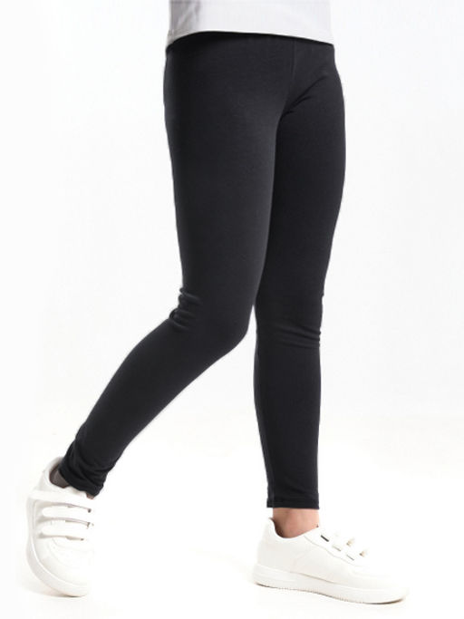 Леггинсы Vilatte для девочки хлопок с эластаном черный фото 2