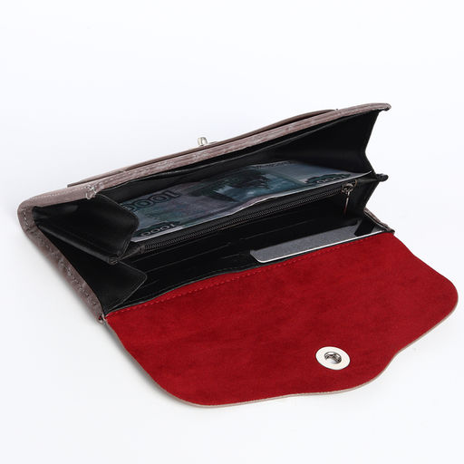 Кошелёк женский на магните, 19×2.5×9 см, серый