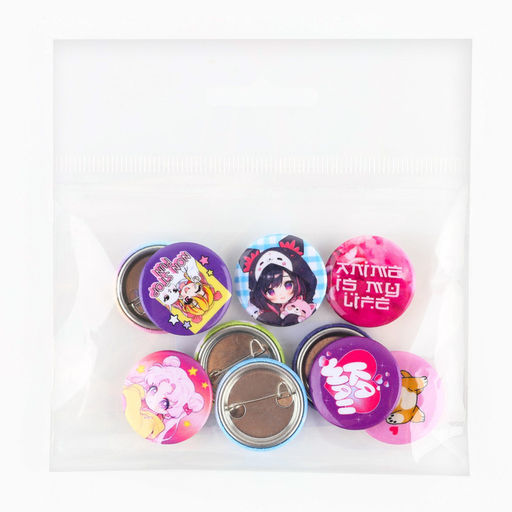 Цена за 10 шт. Значок металлический закатной Милые анимешки, d=2.5 см, МИКС