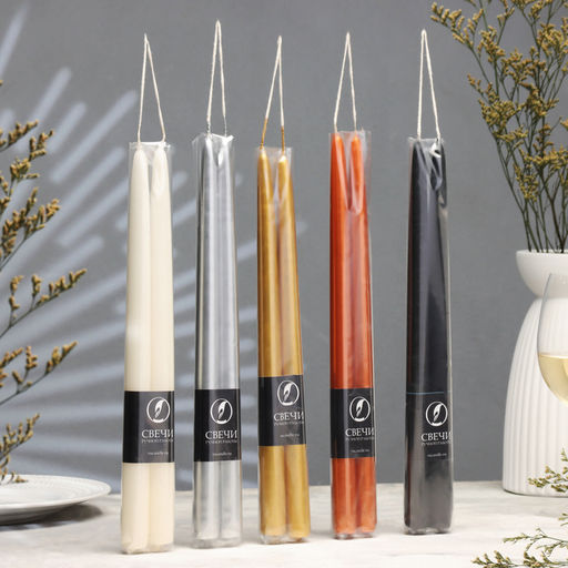 Набор свечей античных ручной работы, 2×30 см, 10 ч, 73 г, 2 шт. золото