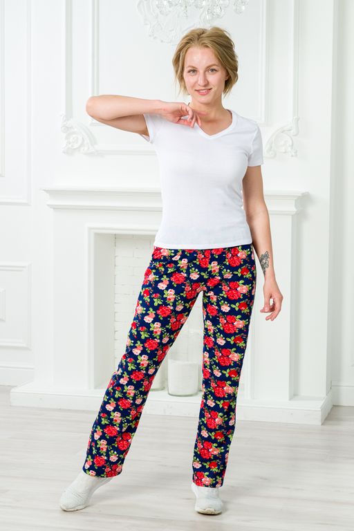 Брюки женские домашние из кулирки Барокко розы - Амадэль фото 5