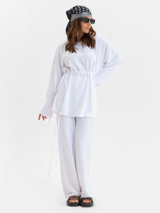 Костюм женский (туника, брюки) MINAKU: Casual Collection, размер 56, белый