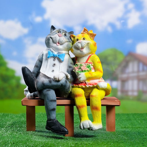 Садовая фигура из полистоуна «Коты на лавке», 40×18×40 см