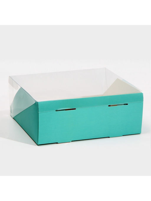 Цена за 5 шт. Коробка кондитерская с пластиковой крышкой, упаковка, «Тиффани», 25×22.5×10 см