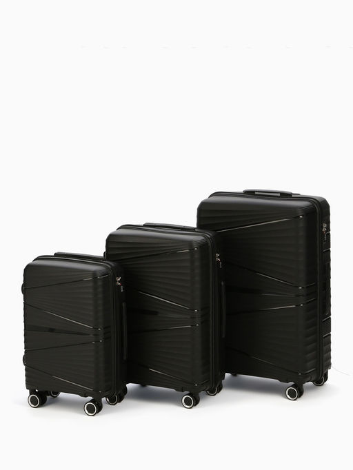 Чемодан на колёсах маленький 44 л (S), на молнии, кодовый замок, чёрный