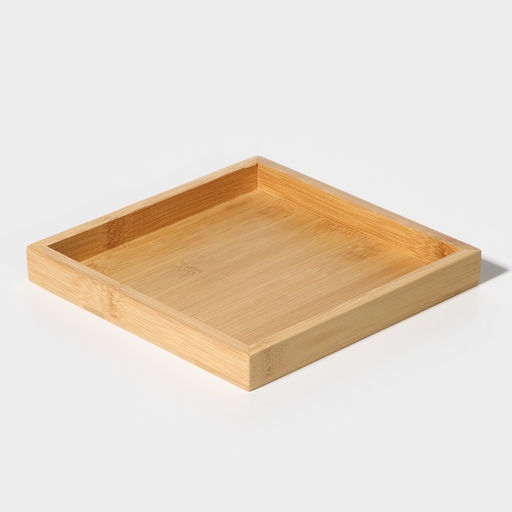 Менажница «Голд», 19.5×19.5 см, на бамбуковой подставке, с крышками, стекло, прозрачная