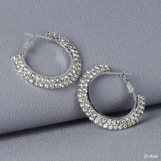 Серьги-кольца со стразами d=4 / 2GC310 /уп 12/серебро - Галеонтрейд фото 2