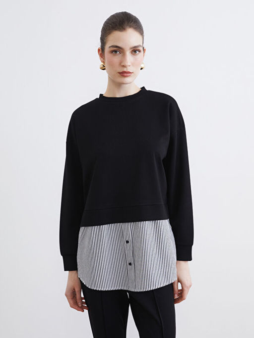 G?mlek Detayl? Kad?n Sweatshirt Tunik