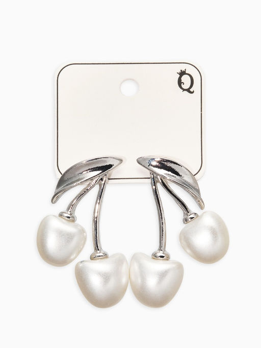 Серьги жемчуг "Вишня", цвет белый в серебре