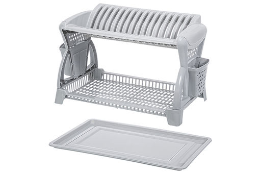 Сушилка для посуды 2-х ярусная 52*31*30 см "Серая" (модель 065)