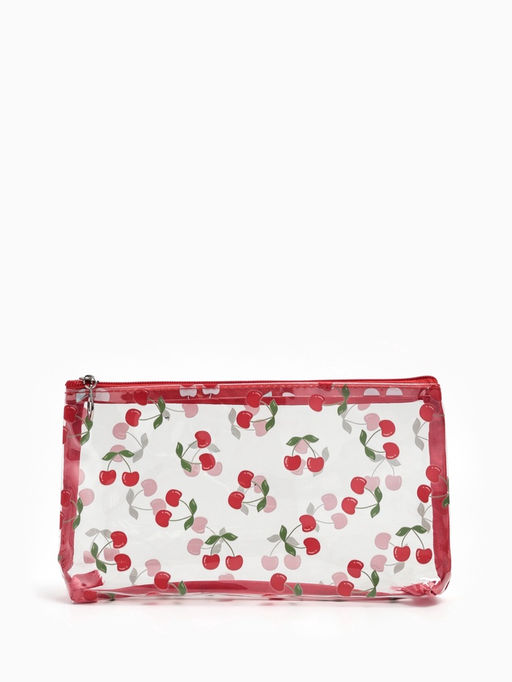 Косметичка женская Cherries, для бассейна, прямоугольная, прозрачная