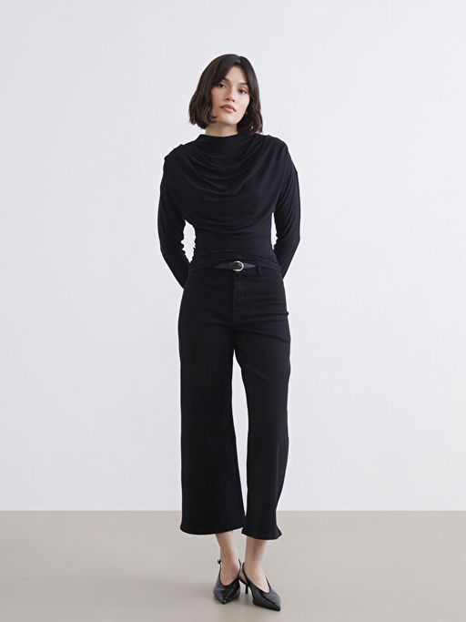 Dik Yaka B?zg?l? Bluz