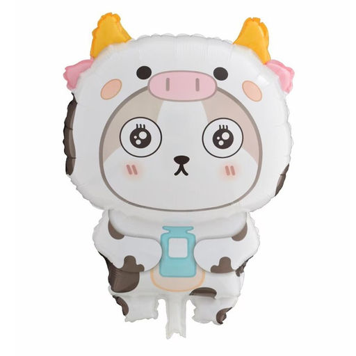 Цена за 3 шт. Воздушный шар фольгированный 28" «Кошка в костюме коровы», фигура