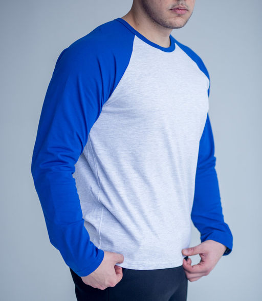 Лонглив РЕГЛАН мужской, серый меланж/василек - Knitka wear фото 3