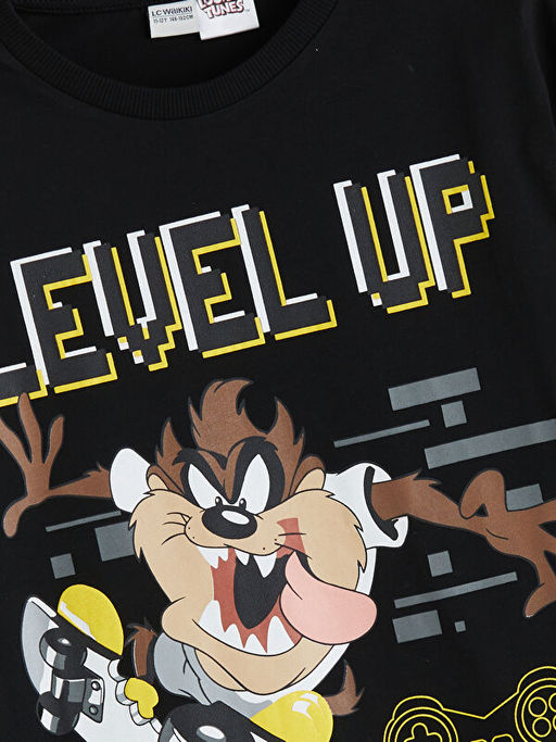 Bisiklet Yaka Tazmanya Canavar? Bask?l? Erkek ?ocuk Ti??rt