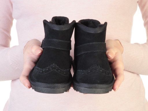 17103-1 BLACK Угги детские (натуральная замша, искусственный мех) - Фабричный китай фото 2