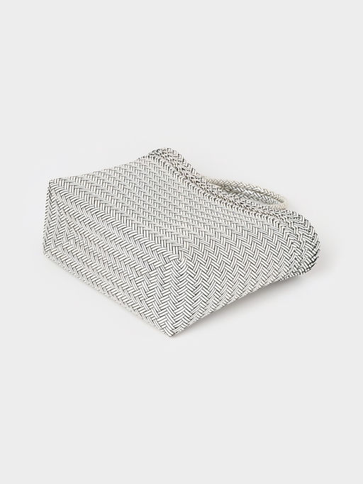 Сумка плетёная, 30×15×35 см, пластик, белая с чёрным