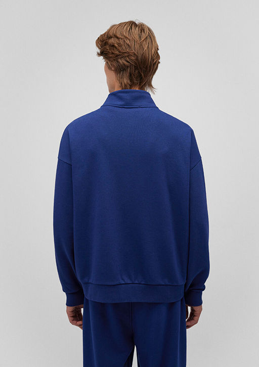 Yar? Fermuarl? Lacivert Basic Sweatshirt - Mavi фото 5