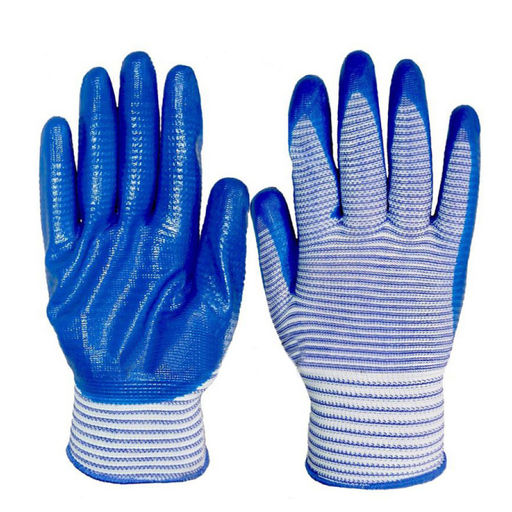 Перчатки трикотажные нейлоновые с нитриловым обливом "Полосатые - Матрос"