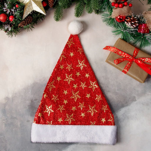 Колпак новогодний Звёздный момент 29х37 см, красный