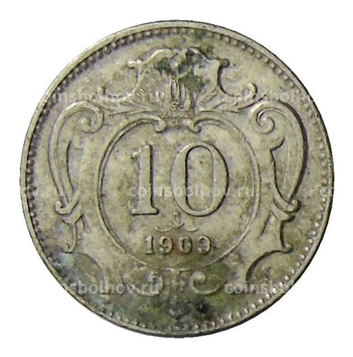 Монета 10 геллеров 1909 года Австрия