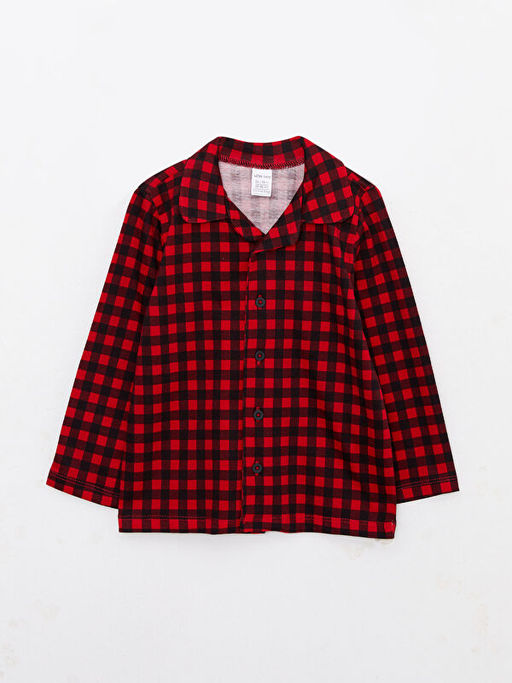 Polo Yaka Uzun Kollu Ekose Desenli Erkek Bebek Pijama Tak?m? - Waikiki фото 2