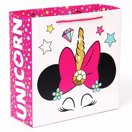 Цена за 2 шт. Пакет подарочный, 30×30×12 см, упаковка, Минни Маус и Единорог