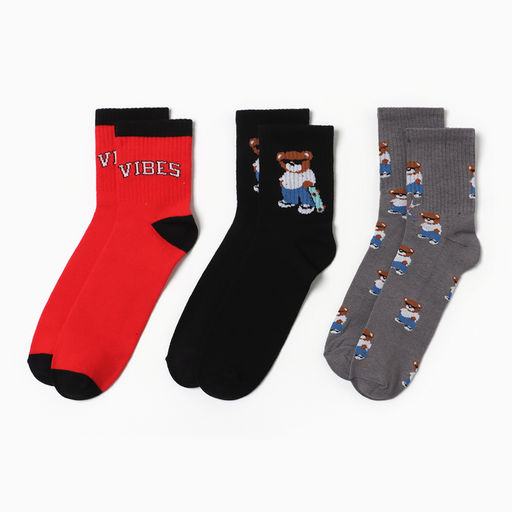 Подарочный набор термос и носки 3 пары KAFTAN Медведь, р. 33-35 (20-22 см)  фото 3