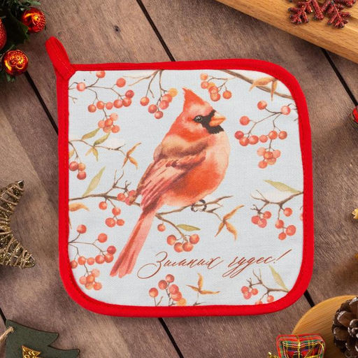 Прихватка «Winter birds» 19×19 см, саржа, 100% х/л, ватин 250 г/м² 50