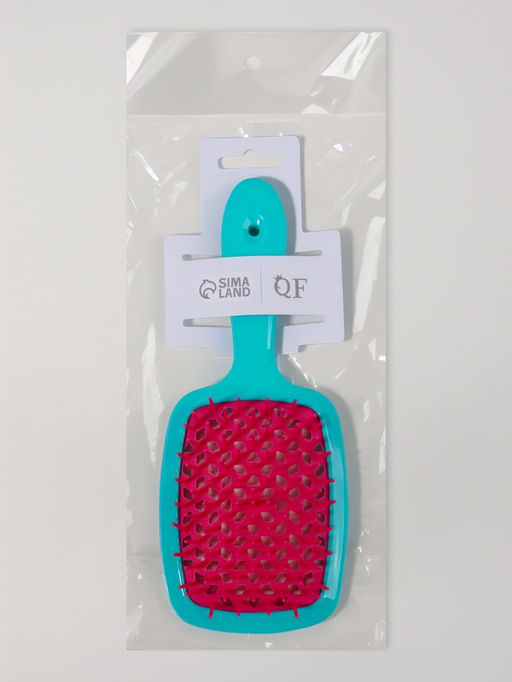 Расчёска массажная, широкая, вентилируемая, 8.5×20.5 см, бирюзовая, розовая