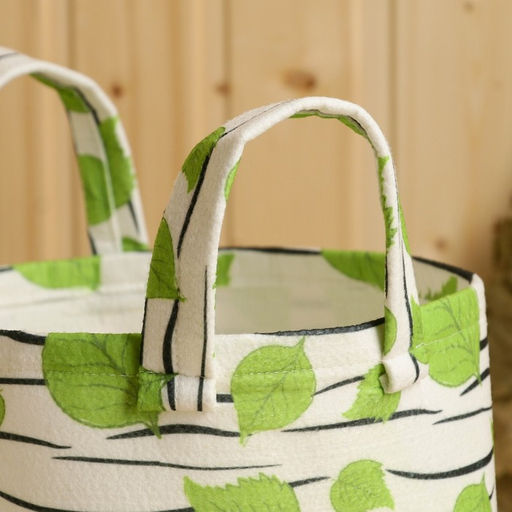 Органайзер для хранения с верхними ручками, принт березка 28х28х25 см, войлок - Simaland фото 3